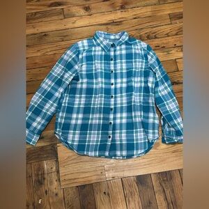 SO Teal and White Plaid Button-Down Shirt